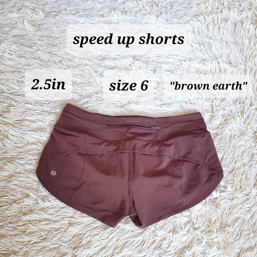 lululemon brown earth speed up shorts